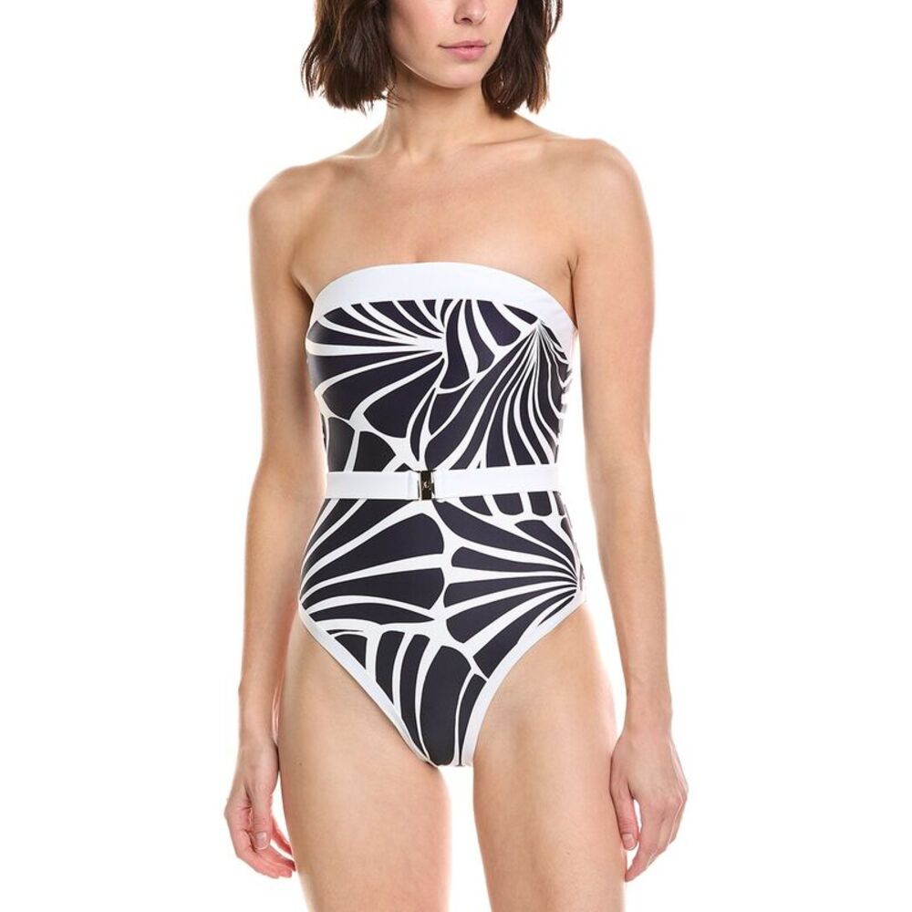 Milly Womens  Ravello Abstract Kai Print One-Piece, Navy